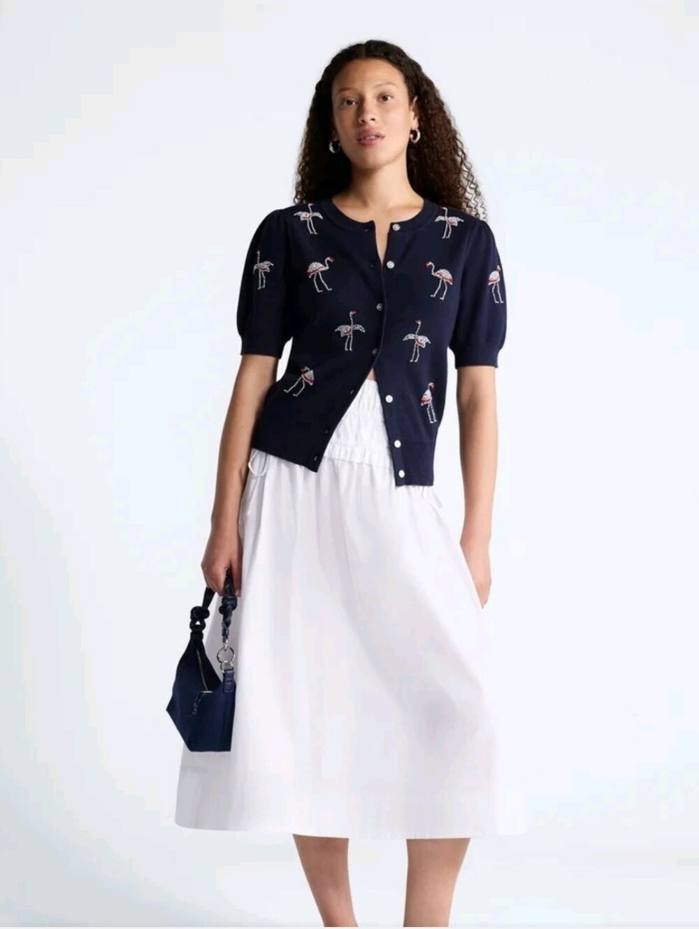 Classic White A-Line Midi Skirt